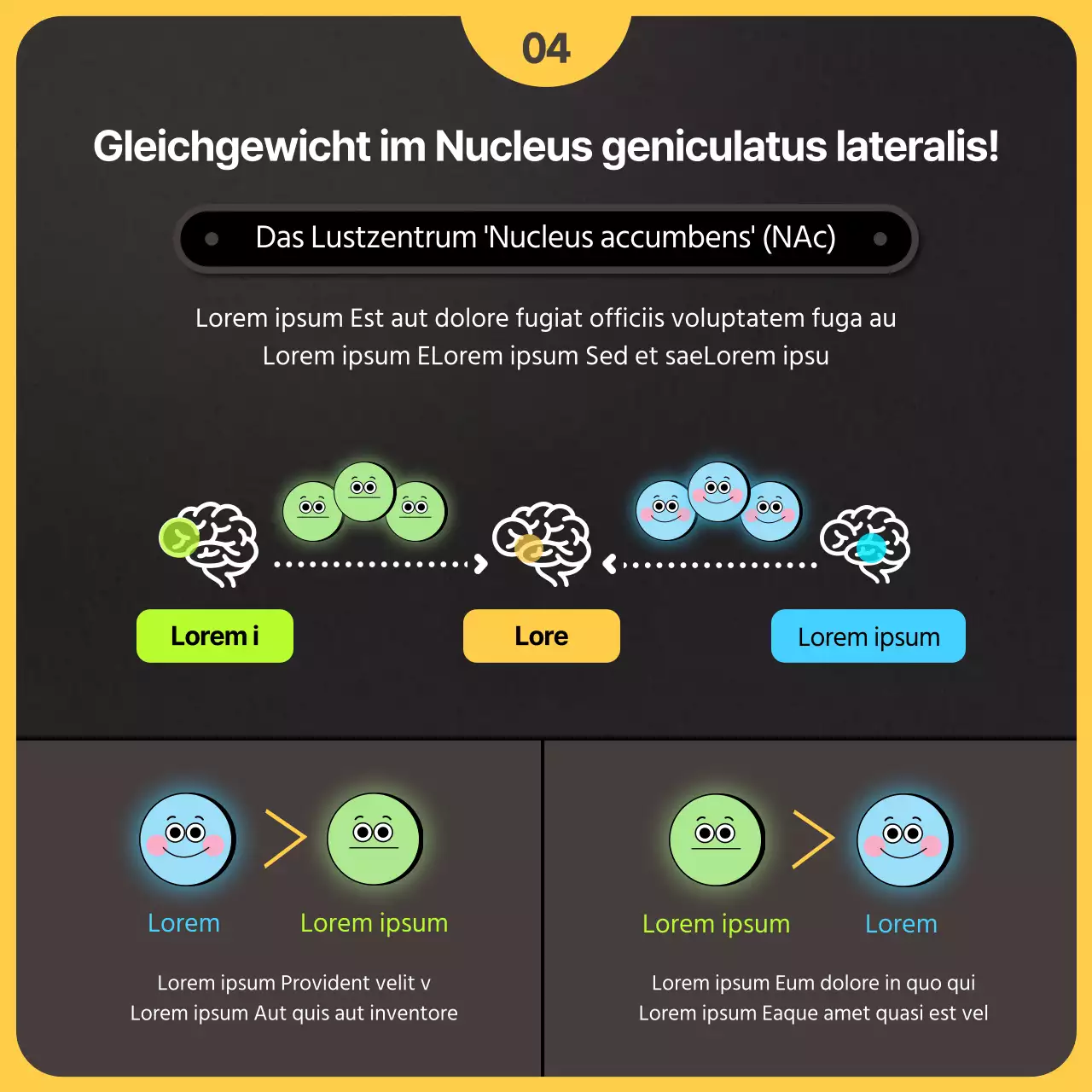 Neurowissenschaftliche Aspekte in einem schwarz-gelben Illustrationskonzept Vorsätze und Raucherentwöhnung