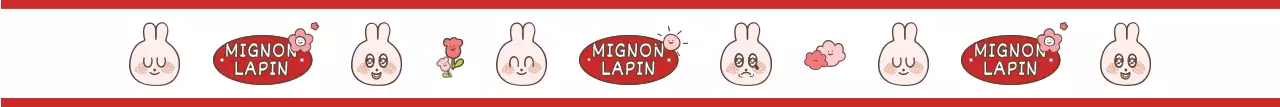 Motif d'illustration d'un lapin rouge et blanc avec un style mignon pour des produits de merchandising