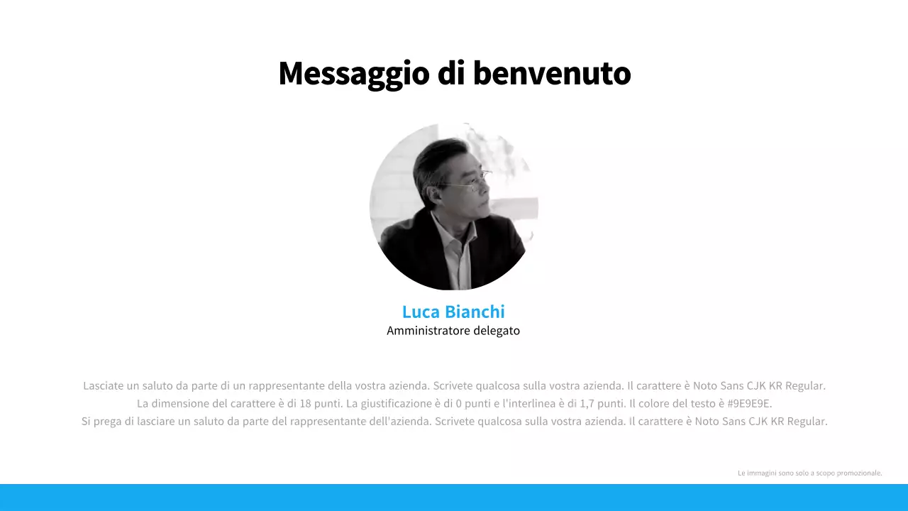 Una semplice lettera di presentazione aziendale in bianco e blu