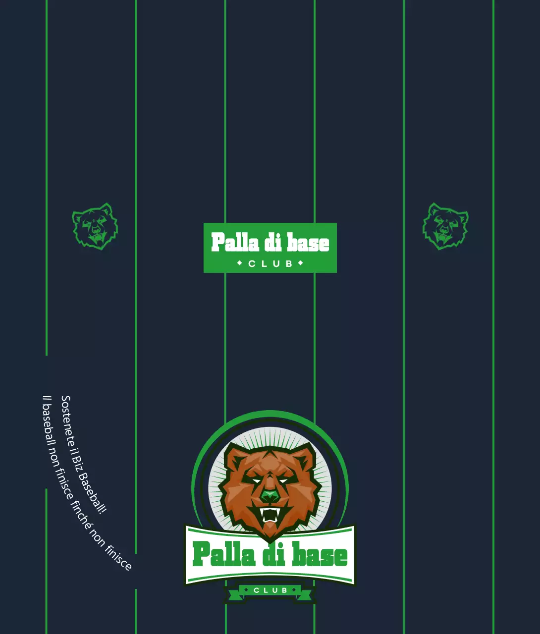 Per fare il tifo per una squadra di baseball in blu navy scuro e verde