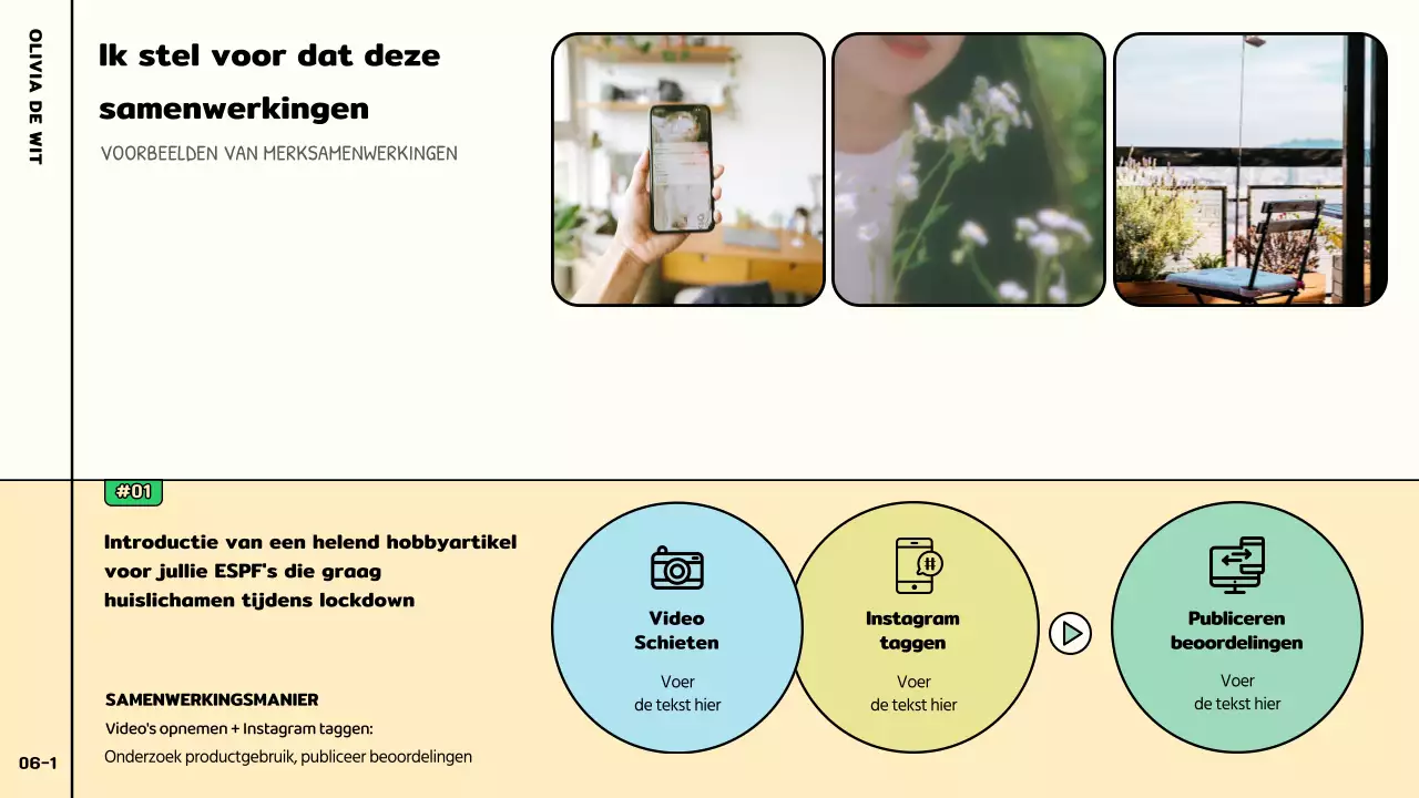 Een schattig en kleurrijk info-chart YouTuber samenwerkingsvoorstel in roze, groen en pastel.