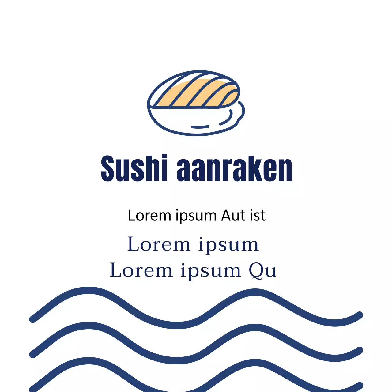 Blauwe illustratie eenvoudig restaurant sushi label