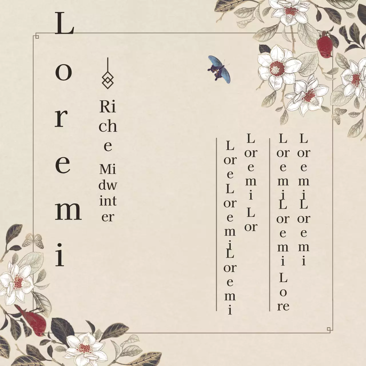 Un simple message de remerciement Obon avec un concept beige orientalisé