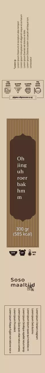 Beige netjes roergebakken inktvis levensmiddelenetiket