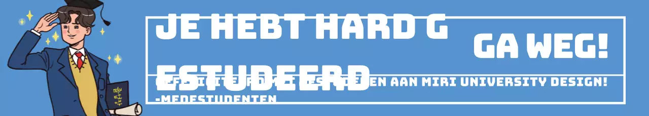 Felicitatie voor afstuderen met blauwe geïllustreerde letters