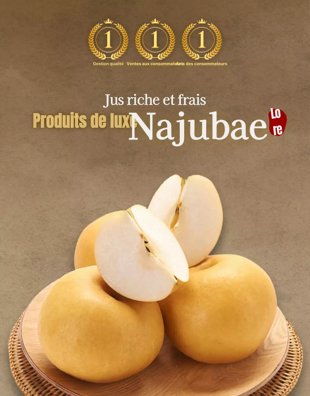 Page de vente traditionnelle en papier texturé pour les fruits