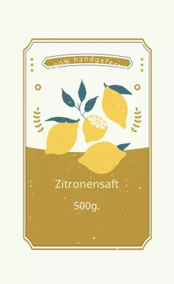 Gelb Beige Illustration Zitronenblau Handmade Label