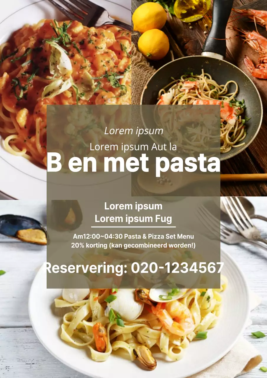 Promoot uw eenjarig jubileumevenement met een foto van bruine pasta