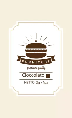 Etichetta di cioccolato macaron illustrato marrone avorio