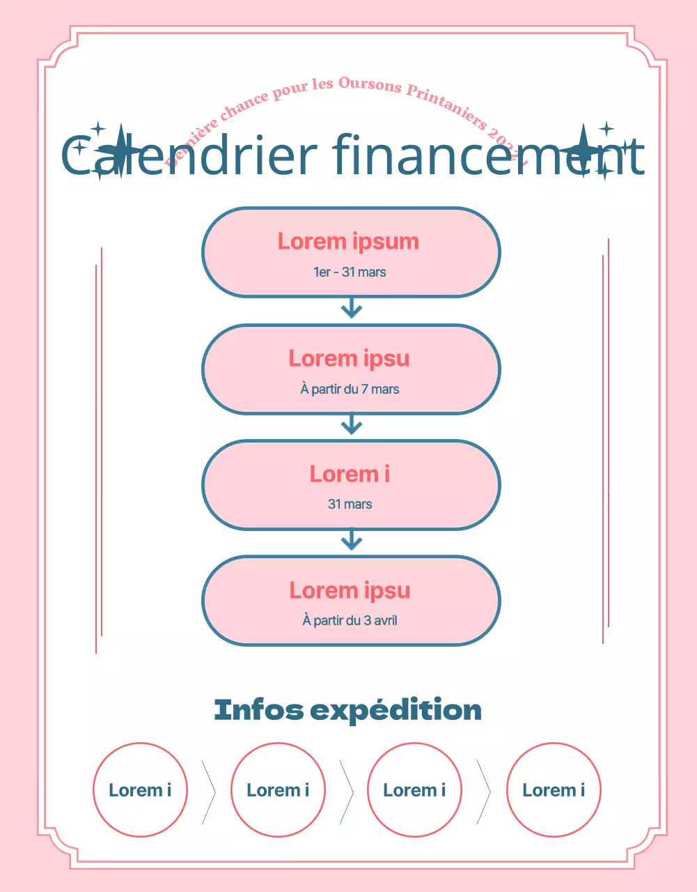 Une proposition de financement pour une poupée en peluche rose et bleu clair