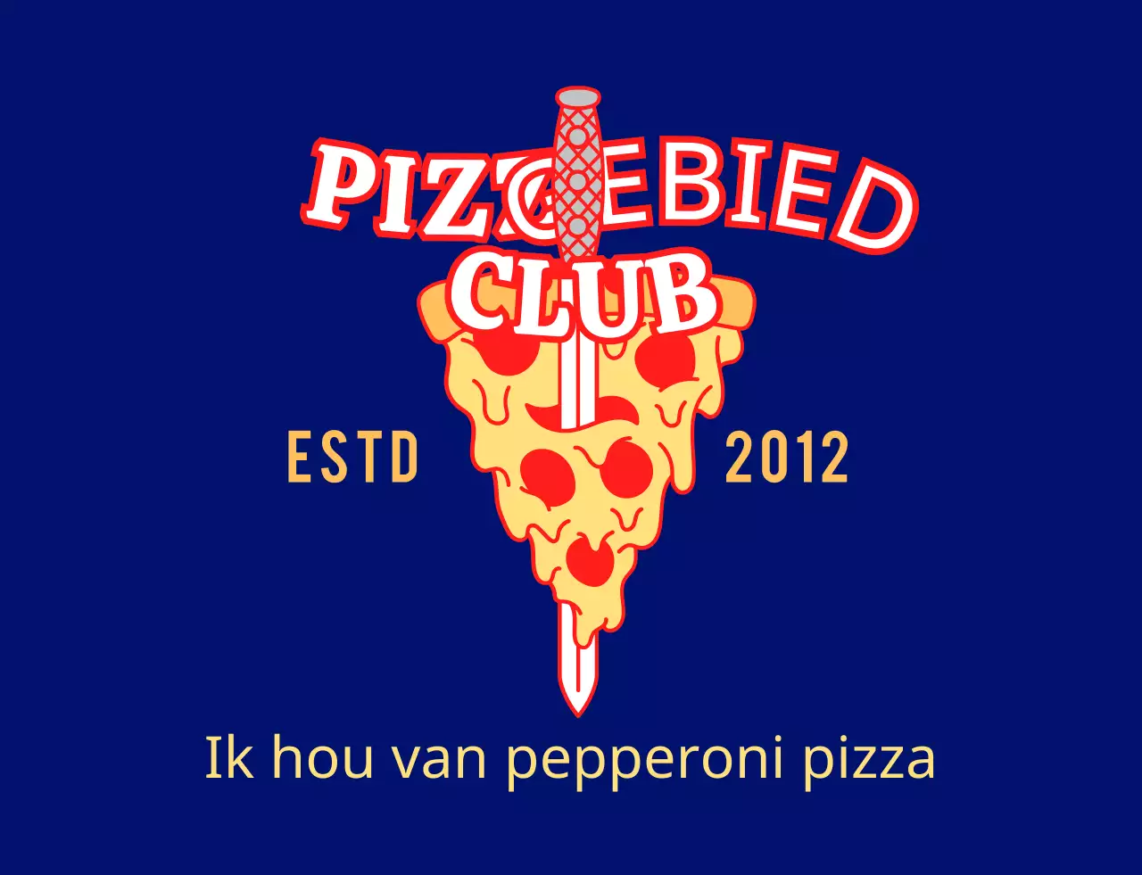 Een hippe pizzamedewerker in rood en geel