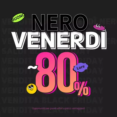 Evento di vendita nero, alla moda, a tema adesivo
