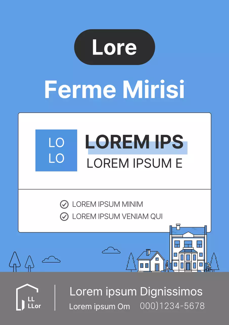 Illustration simple dans des tons bleus clairs pour un document d'inscription à une transaction immobilière.