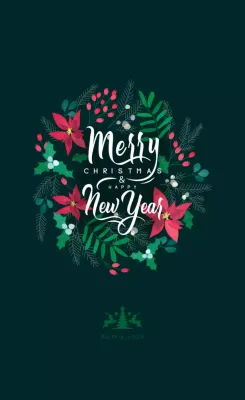 Étiquette de vœux de Noël illustrée en vert et rouge