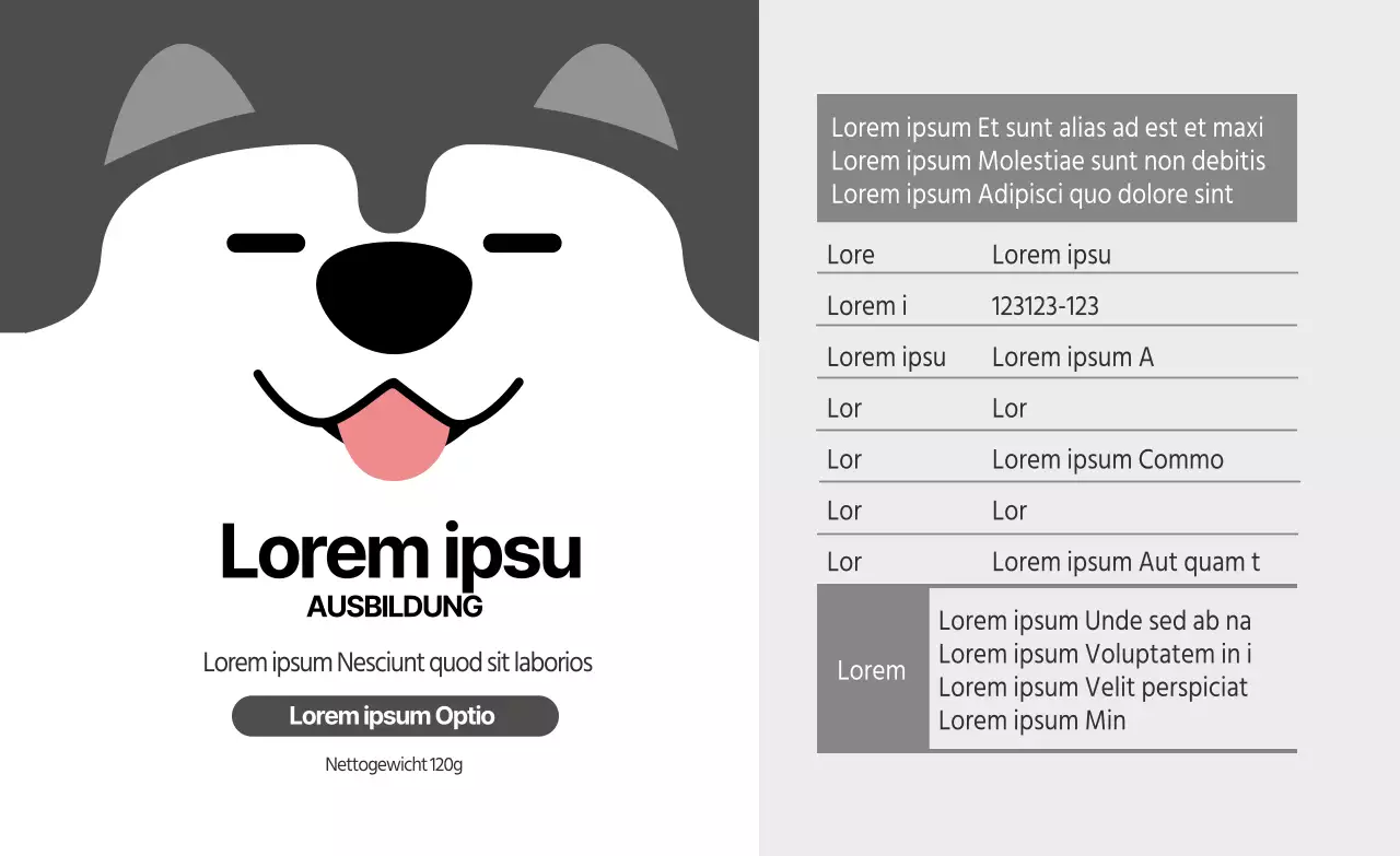 Grau Illustration niedlich Haustierfutter Leckereien Detail Etikett