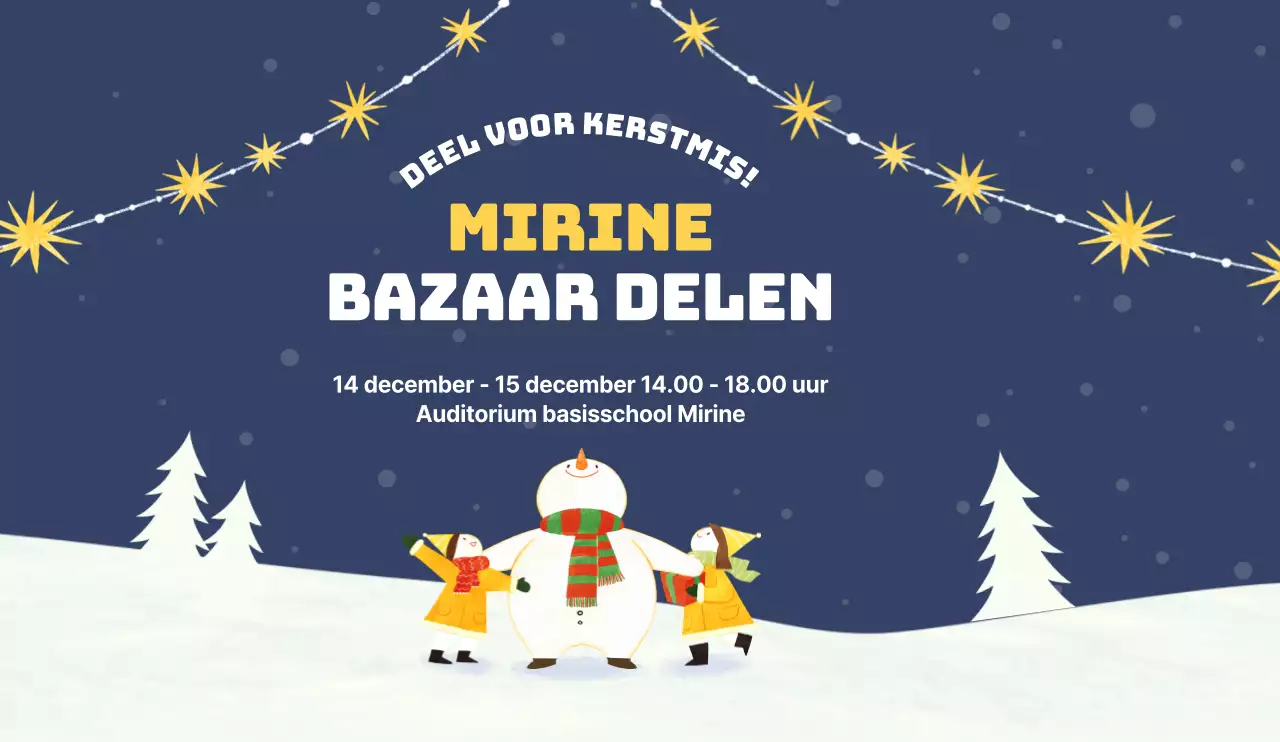Kerstmis met een schattig persoon op een besneeuwde heuvel, illustratie van een sneeuwpop, ontwerp om een winterse liefdadigheidsbazaar te promoten