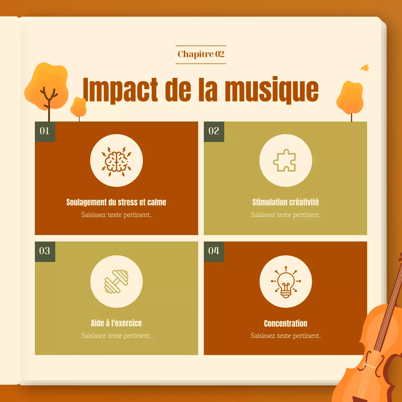 L'effet émotionnel de la musique automnale dans une combinaison kaki et orange