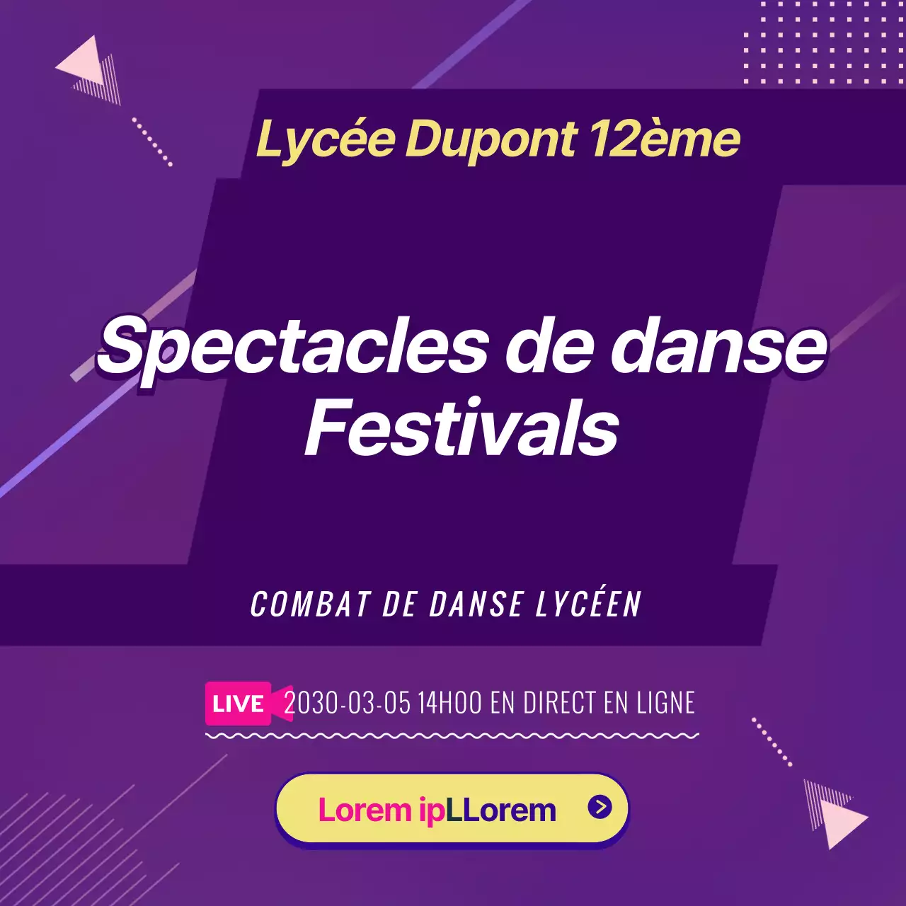 Diffusion en ligne d'un spectacle de danse avec des éléments graphiques violets