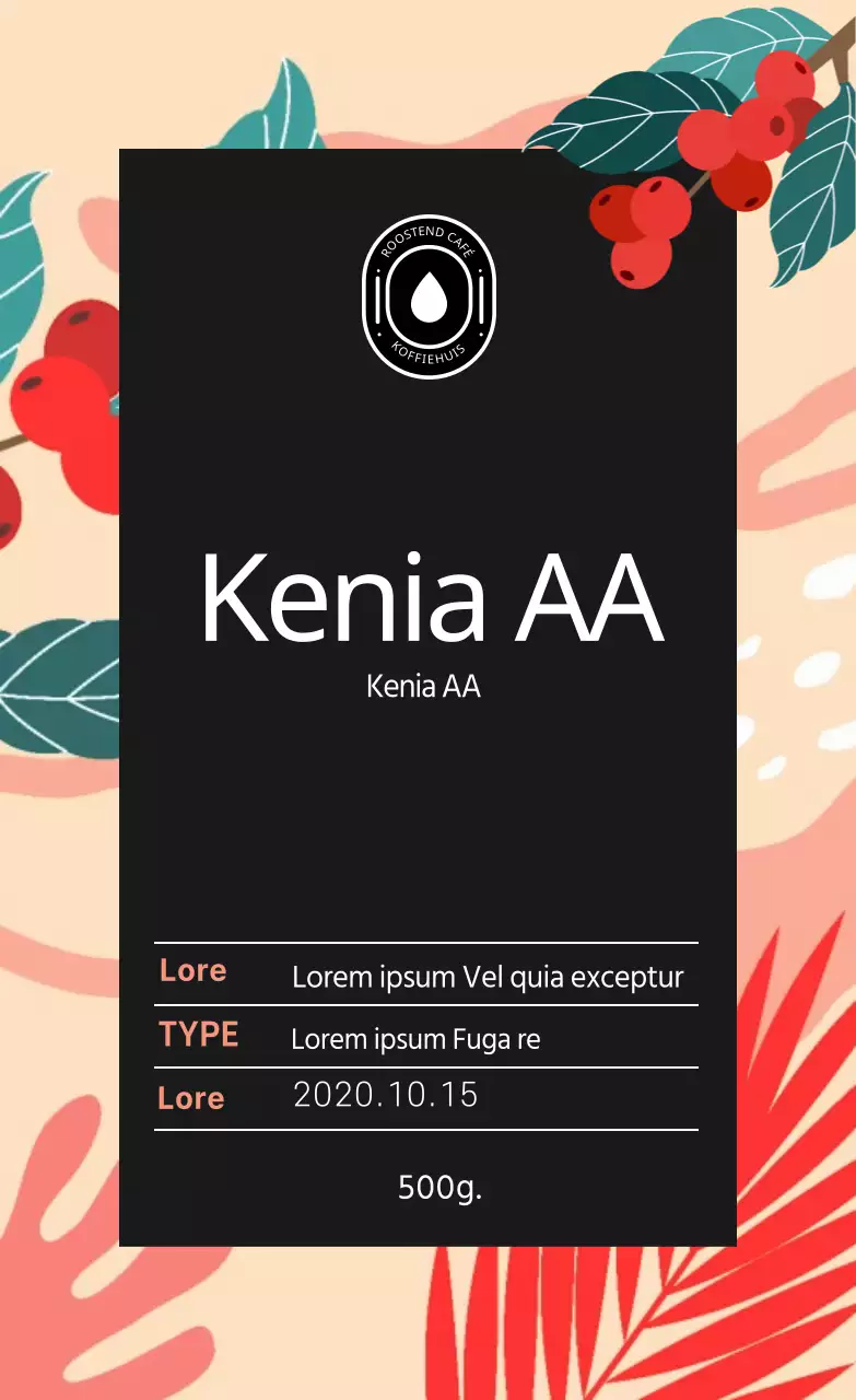 Cafe illustratie koffieboon label04