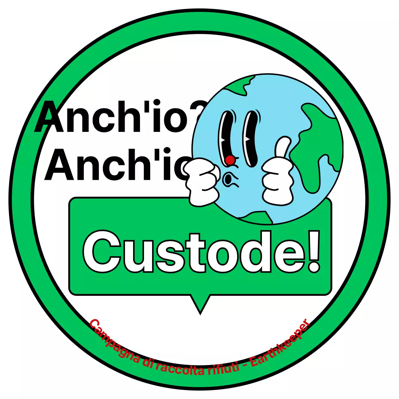 Promuovete una campagna ambientale con una simpatica illustrazione della Terra in bianco e verde.