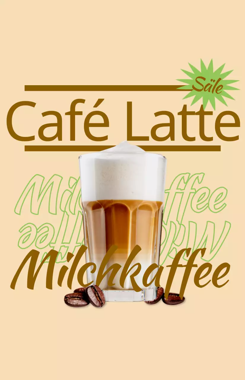Bewerben Sie Ihr Café-Menü mit farbenfrohen, illustrierten Getränkebildern und Texten