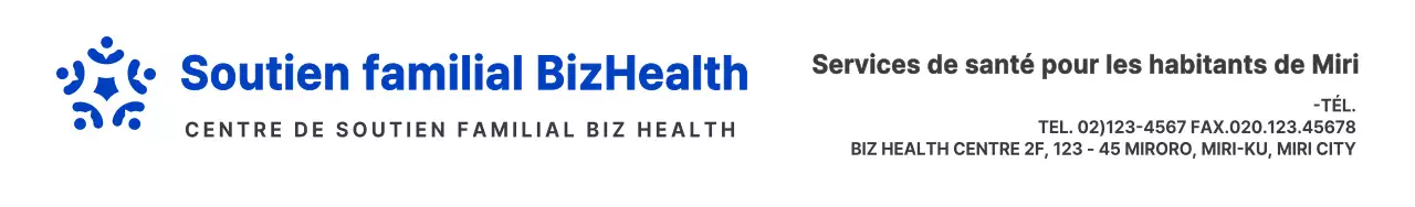 Logo bleu et noir à symbole épuré pour informer et promouvoir les informations du centre de soutien aux familles