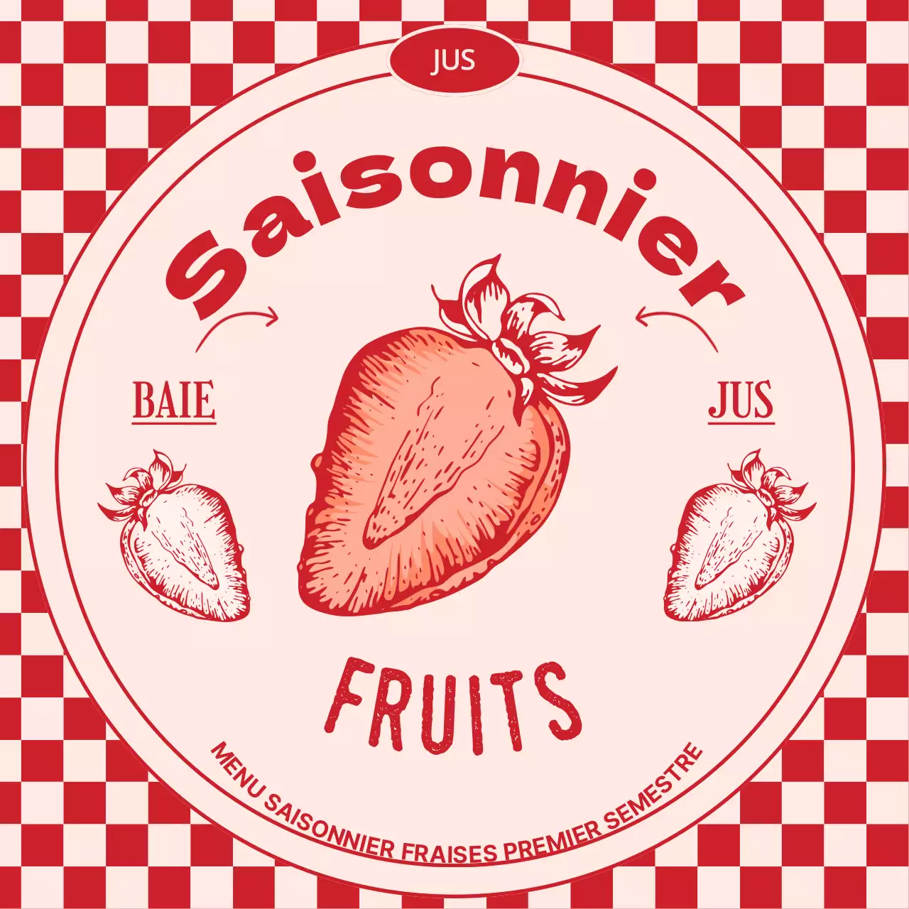 Lancement du menu saisonnier rouge et rose rétro-fraise