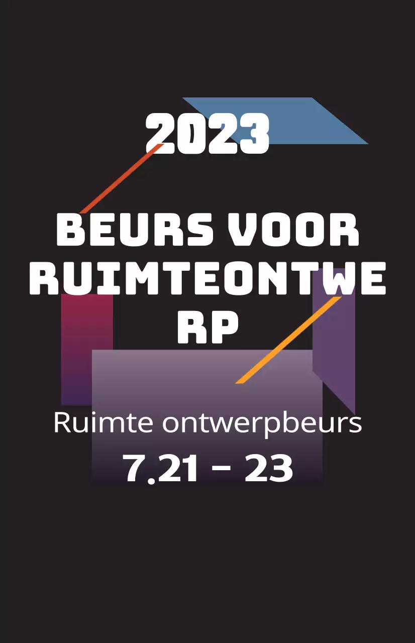 Bevorder een ruimtelijke ontwerpbeurs met kleurrijke illustraties van vormen en tekst.