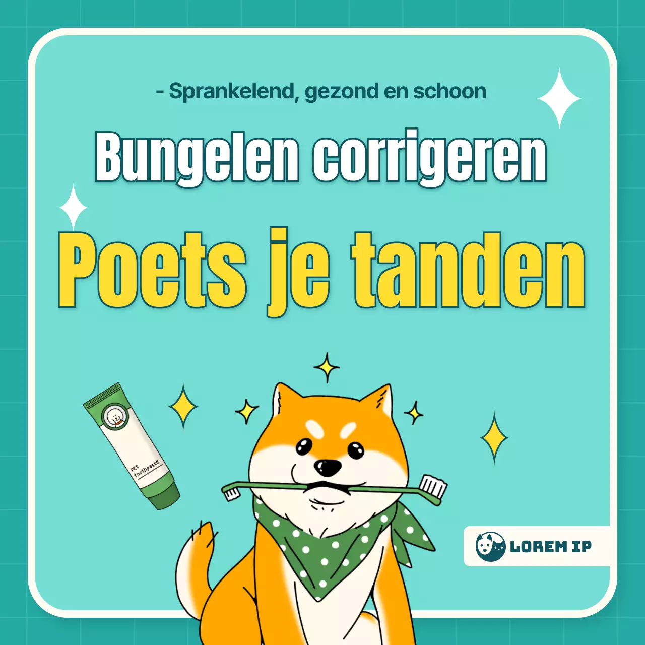 Geïllustreerde hondenborstels in mint en geel