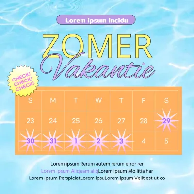 Kitscherige kalenderaankondigingen in oranje en lichtblauw