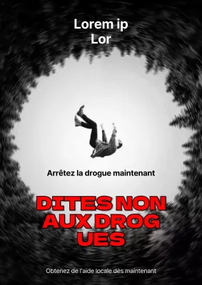 Une simple annonce de campagne antidrogue en noir, blanc et rouge