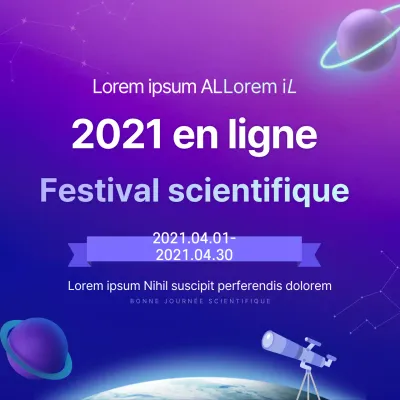 Design violet inspiré de l'espace pour la fête de la science
