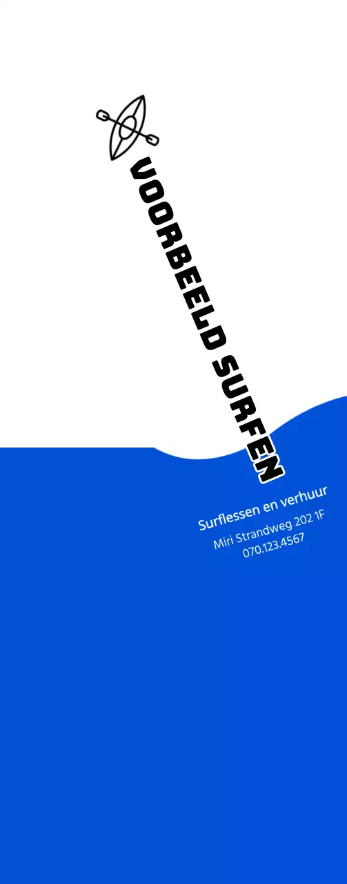Eenvoudig concept in marineblauw en zwart voor surfinformatie en promotie