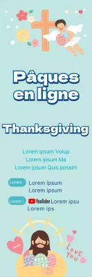 Illustration bleue église mignonne annonce de service de Pâques en ligne