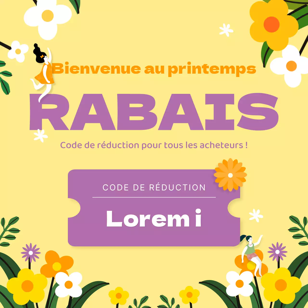 Fond de fleurs jaunes Papeterie violette Coupons Événements connexes Printemps