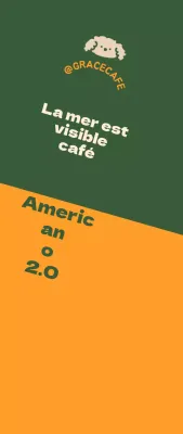 Un mignon logo de café vert et orange pour le guide des menus et la promotion.