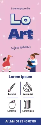 Illustration rose bleu mignon école d'art publicité