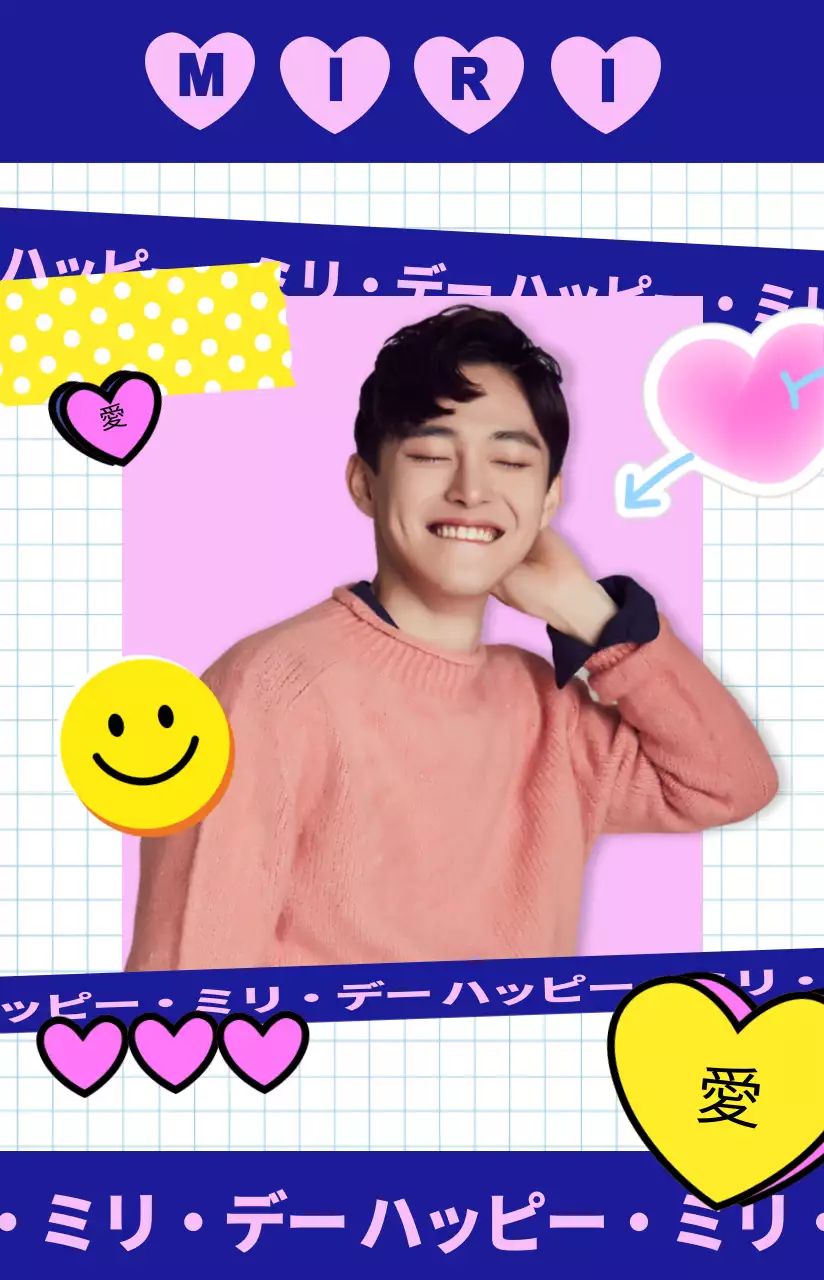 ビビッドなカラーリングのブルーとピンクのダイアリー背景とかわいいステッカー。