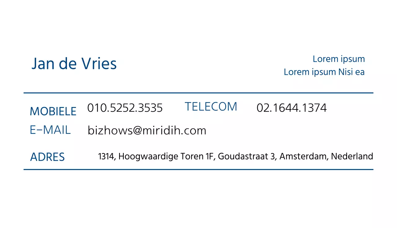 Zakelijke visitekaartjes