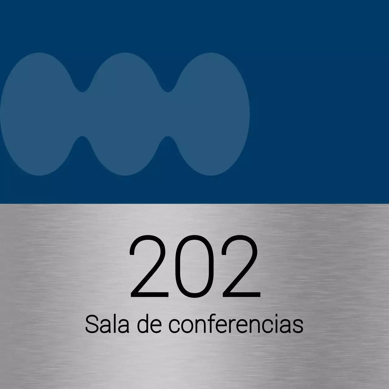 Nombres de aulas universitarias con sencillas formas azules y negras como acento