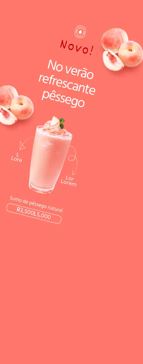 Estilo simples em rosa e branco para promover o menu de verão
