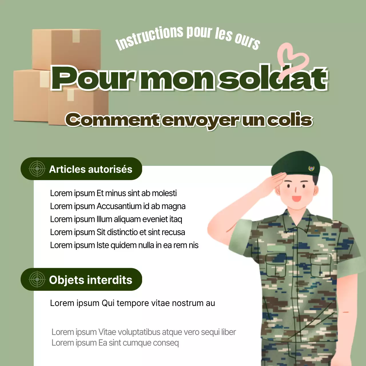 Comment envoyer un courrier jaune-vert de l'armée InformationSharing Content