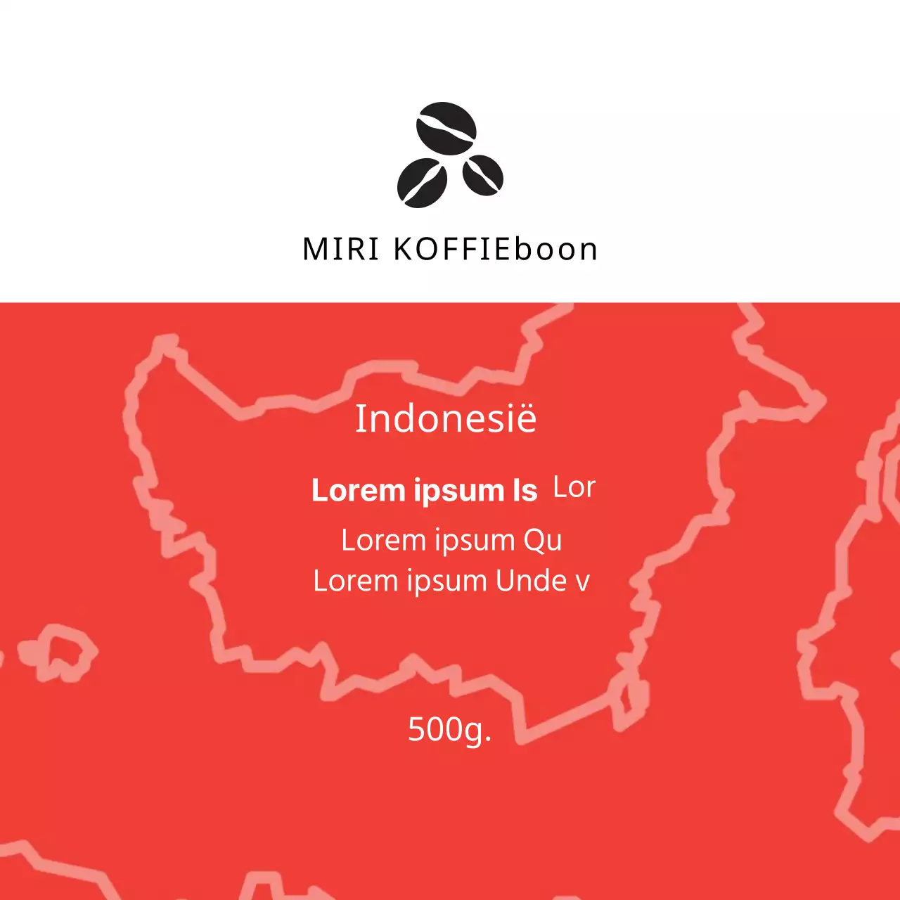 Keurig koffiebonenetiket met rode illustratie