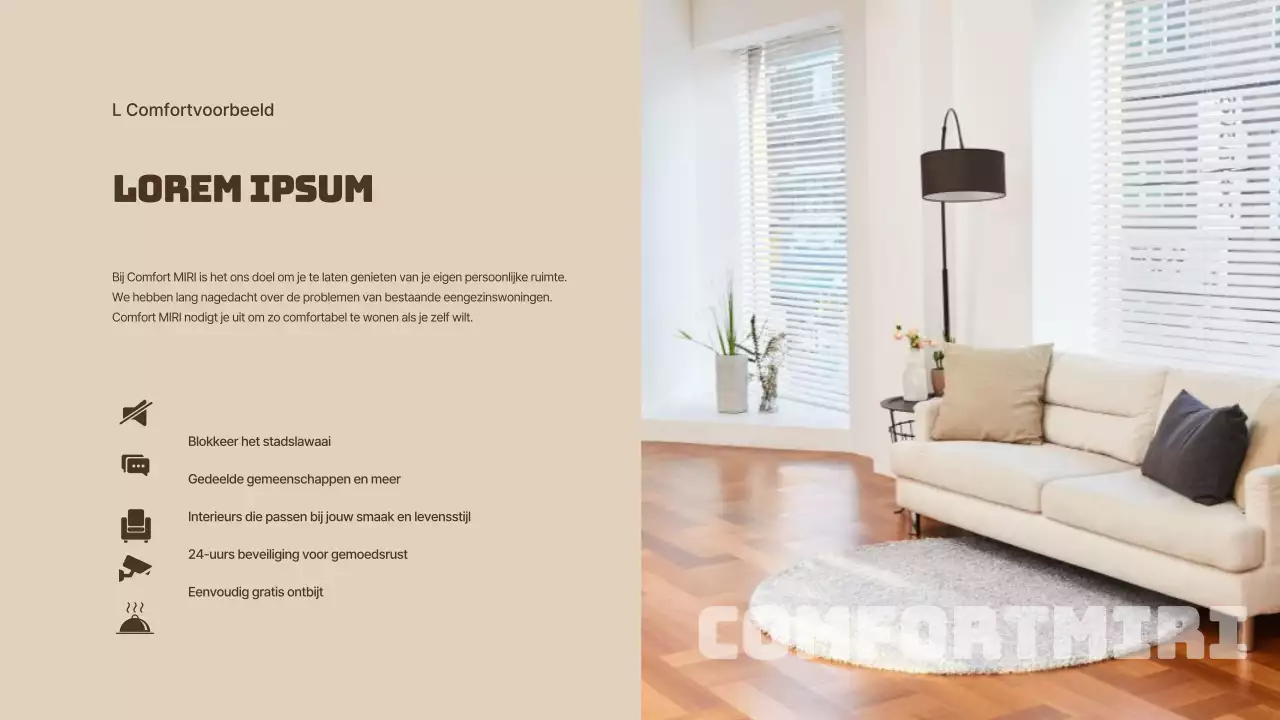 Aanbiedingsbrief beige en bruin appartement
