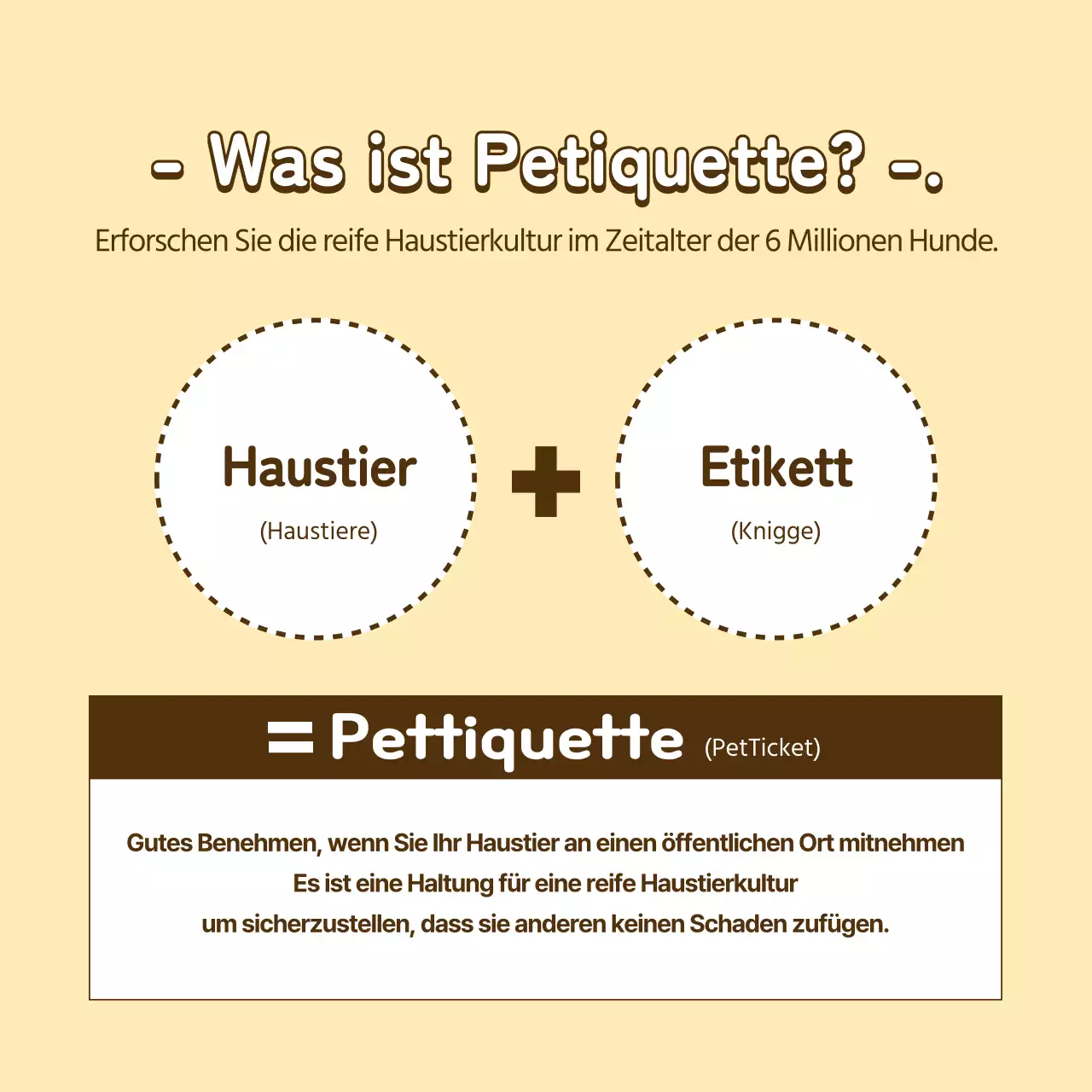 Informationsticket für Haustiere in Gelb und Bronze