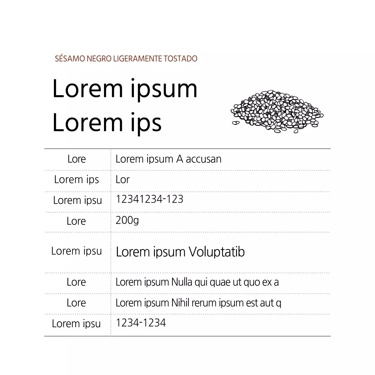 blanco ilustración simple comida etiqueta de sésamo negro