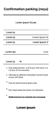 Modèles de validation et de reçus de stationnement propres et élégants