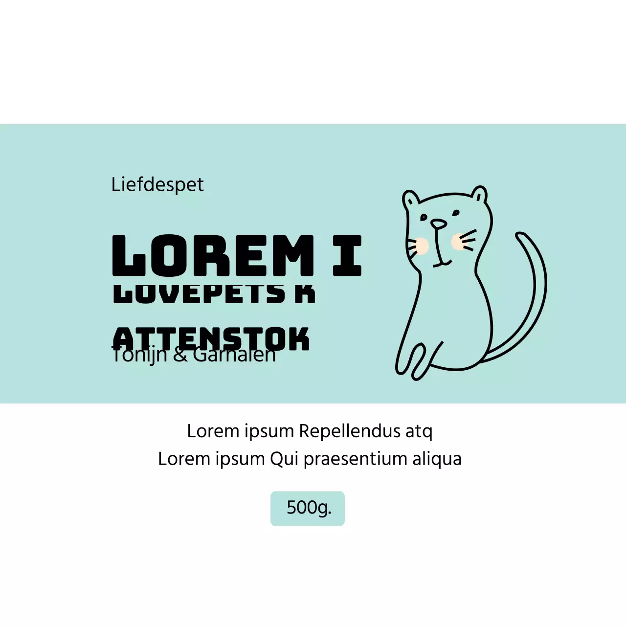 Keurig dierenetiket met lichtblauwe illustratie