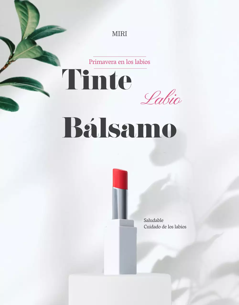 Presentamos un bálsamo labial limpio y elegante en blanco y rosa