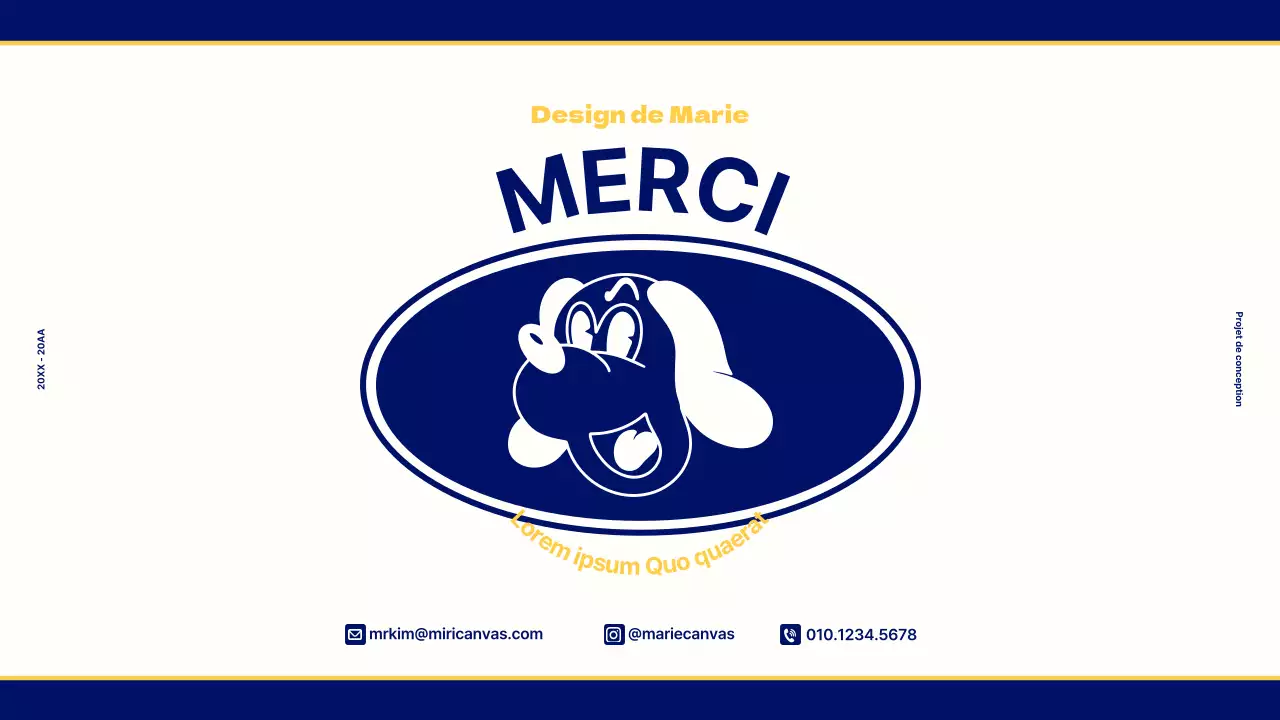 Portfolio de design pour un concept rétro vintage en bleu marine et jaune